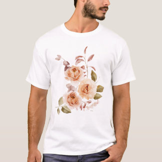 T-Shirt Fleur de Rose Aquarelle | Élégant Botaniqu