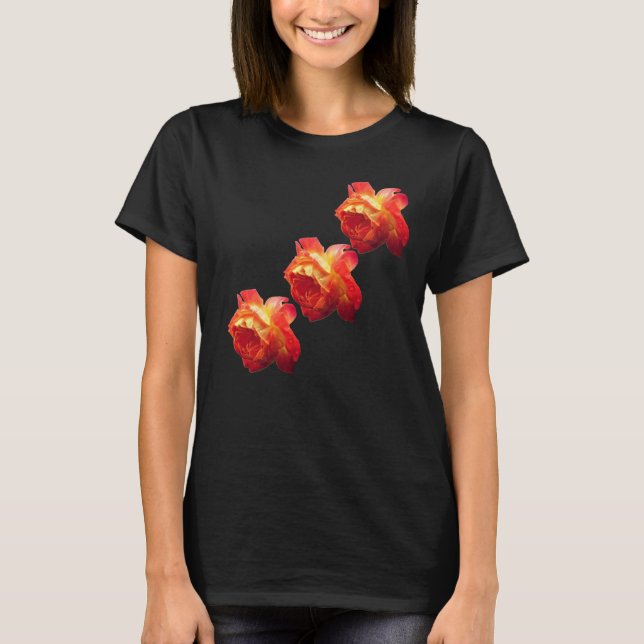 T-shirt Fleur De Rose Orange Et Jaune (Devant)