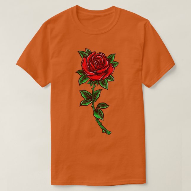 T-shirt Fleur de rose rouge unique Amour romantique (Design devant)