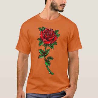 T-shirt Fleur de rose rouge unique Amour romantique