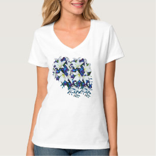 T-shirt Fleur de soie bleu, violet et blanc cadeau Bridesm