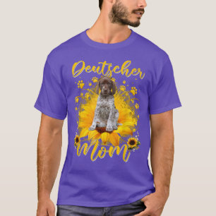 T-shirt Fleur de soleil allemand Pointeur court maman Do