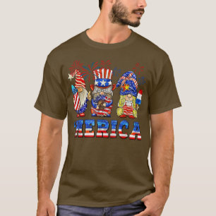 T-shirt Fleur de tournesol 4 juillet Gnome Merica
