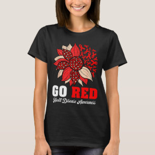 T-shirt Fleur de tournesol ruban rouge de sensibilisation