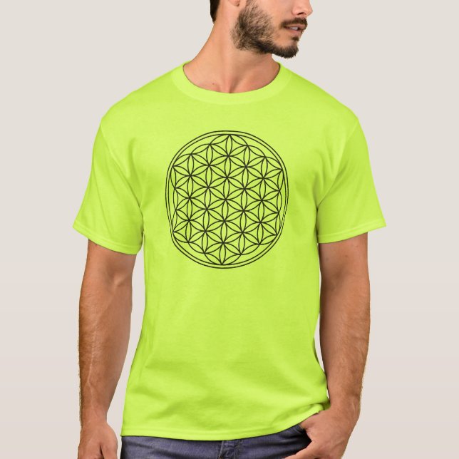 T-shirt Fleur de vie / Blume des Lebens - noir fin (Devant)
