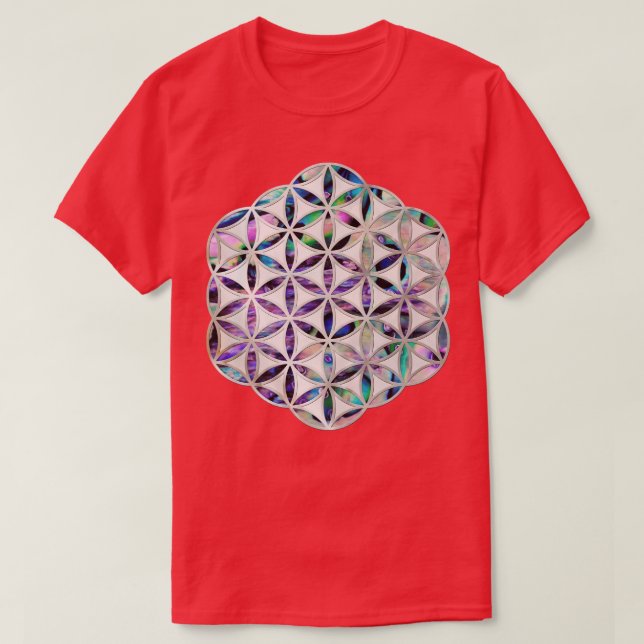 T-shirt Fleur de vie Coquille d'ormeau sur perle (Design devant)