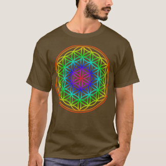 T-shirt Fleur de vie Couleurs arc-en-ciel Géométrie sacrée