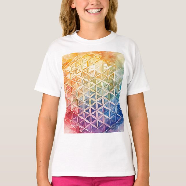 T-shirt Fleur de vie - Peinture aquarelle (Devant)