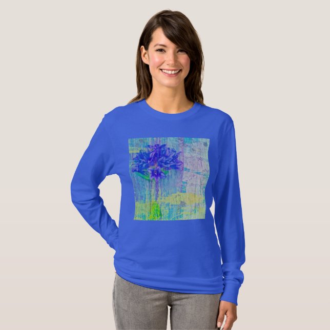 T-shirt Fleur de violet bleu (Devant entier)