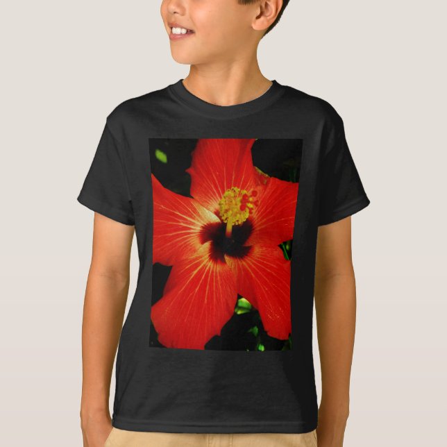 T-shirt Fleur d'Hibiscus rouge-orange (Devant)