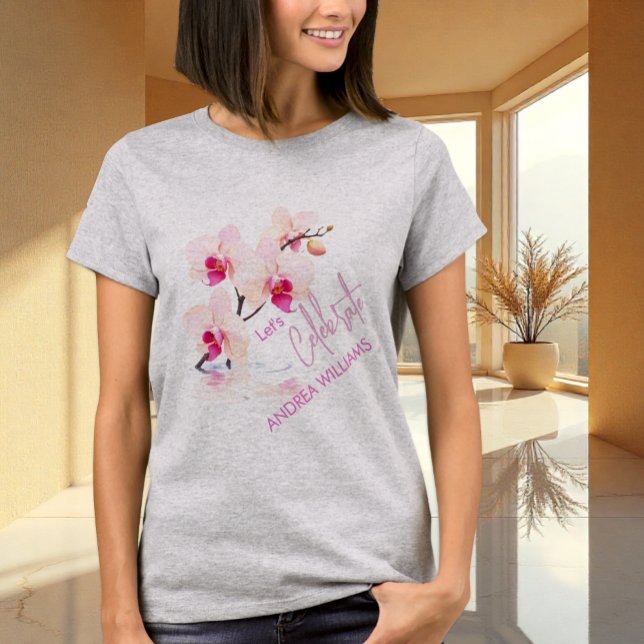 T-shirt Fleur d'orchidée fleurs 60e Anniversaire Nom T-shi (Créateur téléchargé)