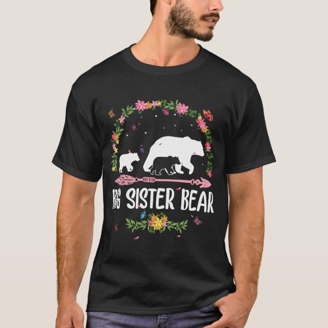 T-shirt Fleur d'ours grande soeur jumelle famille ours mèr (Devant)