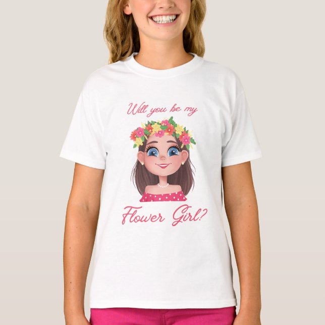 T-shirt fleur fille proposition script rose mignon (Devant)