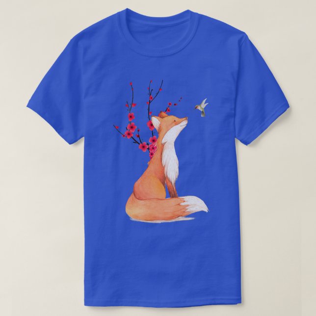 T-shirt Fleur Fleur De Cerisier Et De Colibri (Design devant)