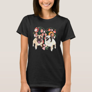 T-shirt Fleur française Cœur Chien mignon Bouledogue franç