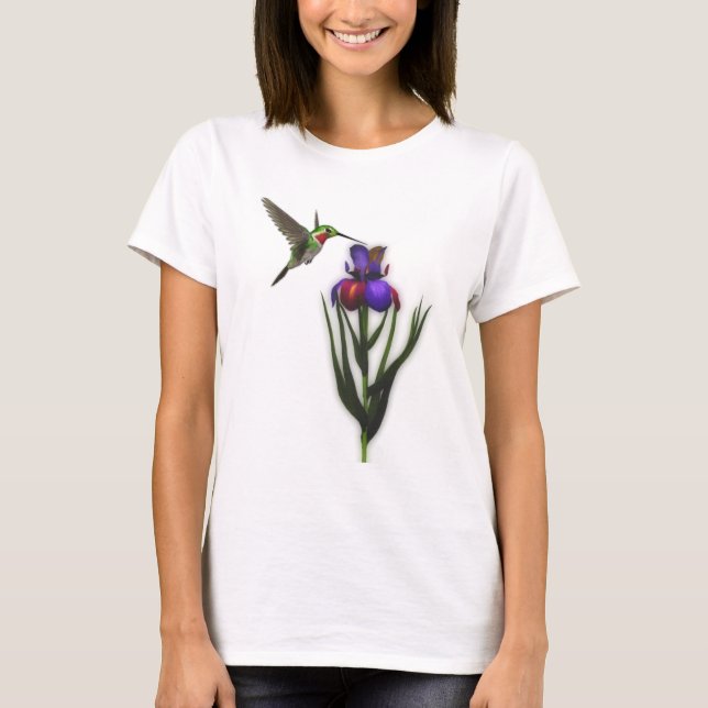 T-shirt Fleur Iris de colibris (Devant)