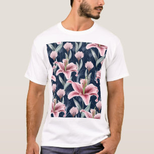 T-shirt Fleur Lilly Rose Motif sans couture.