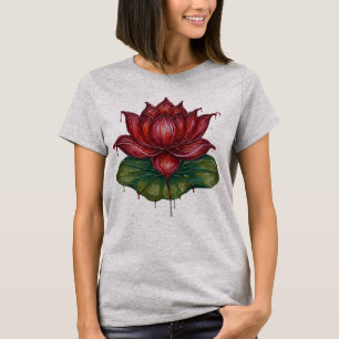 T-shirt Fleur Lotus de style Crayon Femmes