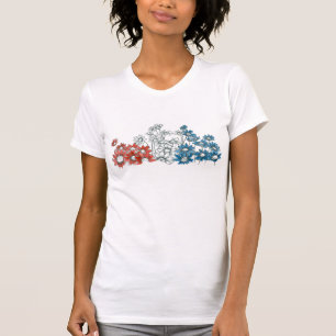 T-shirt Fleur marguerite Patriotique 4 juillet Rouge Blanc