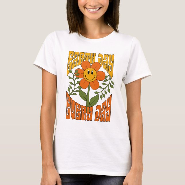 T-shirt Fleur marguerite rétro des années 70 (Devant)
