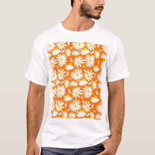 T-shirt Fleur marguerite rétro : orange vintage.