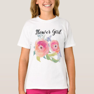 T-shirt Fleur mariage Fille Aquarelle Rose fête nuptiale