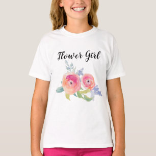 T-shirt Fleur mariage Fille Aquarelle Rose fête nuptiale