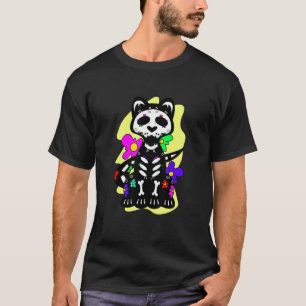 T-shirt Fleur Mexicaine Chat Jour des Morts Dia De Muertos