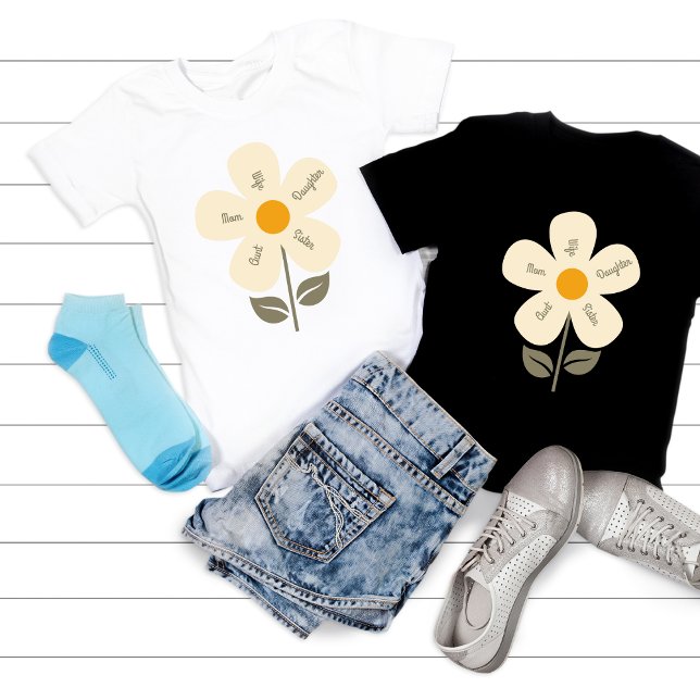 T-shirt Fleur personnalisée, Rôle féminin, Mère, Femme, Fl (Créateur téléchargé)