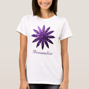 T-shirt Fleur pétillante parties scintillant violet foncé 