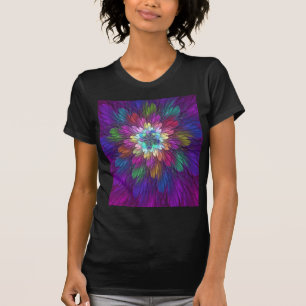 T-shirt Fleur psychédélique colorée Art fractal Abstrait