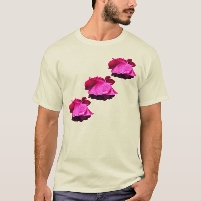 T-shirt Fleur Red Rose Raindrops (Devant)