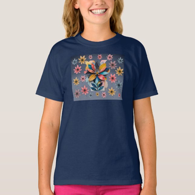 T-shirt Fleur rétro en chemise (Devant)