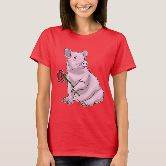 T-shirt Fleur Rose de porc (Devant)