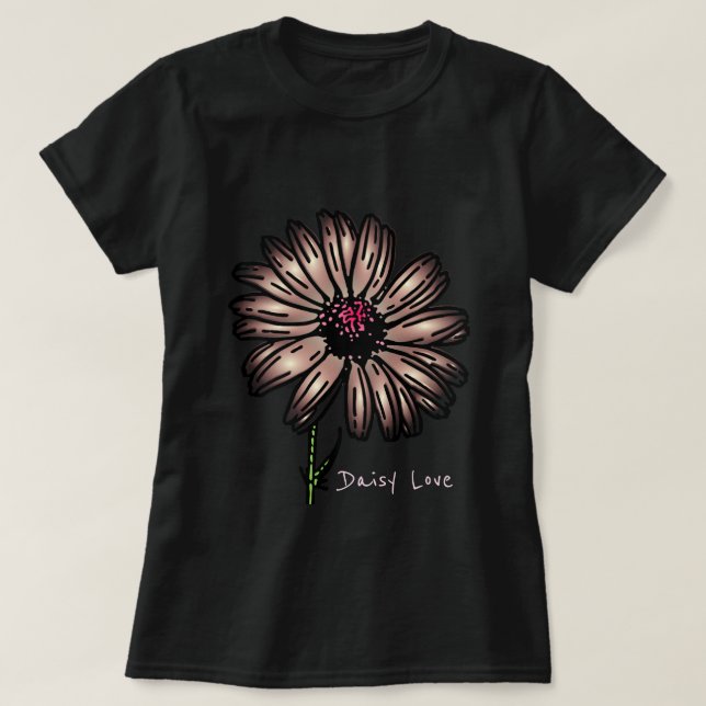 T-shirt Fleur rose poussiéreuse de cru de marguerite (Design devant)