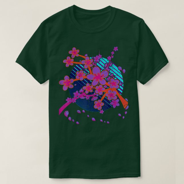 T-shirt Fleur rose Sakura Japon Vaporwave 90s Cerise d'art (Design devant)