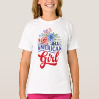 Fleur rouge blanc et bleu All American Girl T-Shir