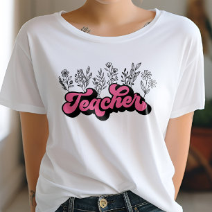 T-shirt Fleur sauvage enseignant de Pink Retro