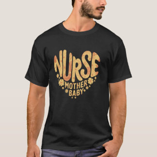 T-shirt Fleur sauvage Mère Bébé Infirmière Mère Bébé Crew