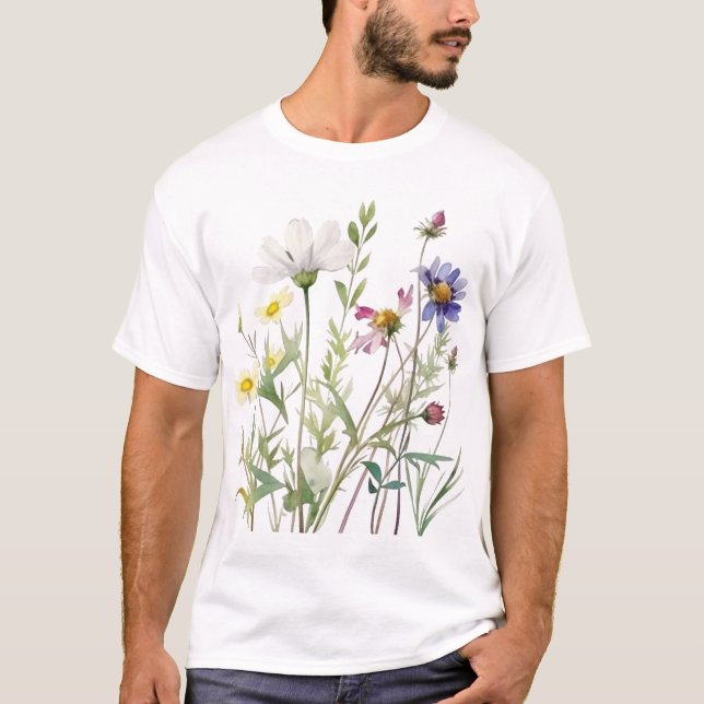 T-shirt Fleur sauvage minimaliste (Devant)