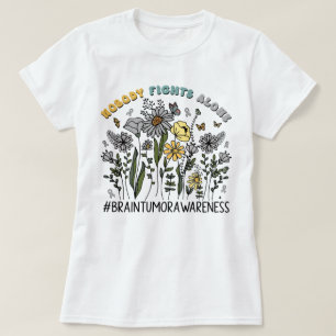 T-shirt Fleur sauvage Personne ne combat seul la tumeur du
