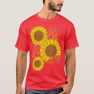T-shirt Fleur soleil fleurs papillon Hippie Sunflowe