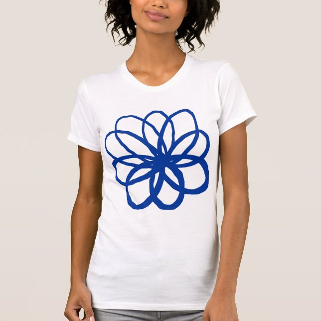 T-shirt Fleur spontanée - bleu marine (Devant)