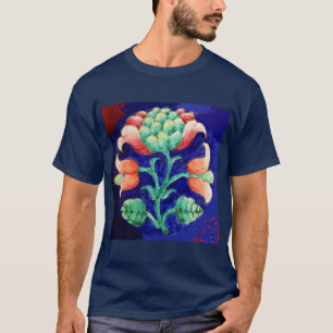 T-SHIRT FLEUR STYLISÉE / FLEURALE ROSE VERT BLEU