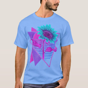 T-shirt Fleur Synthwave esthétique Rétro Art Vaporwave Sun