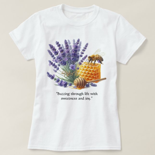 T-shirt fleuri et sucré / Miel de lavande / Bee (Design devant)