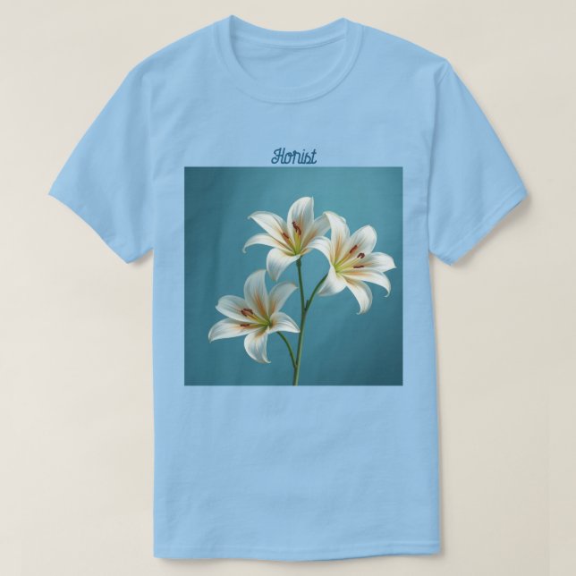 T-shirt fleuriste blanc Lys (Design devant)