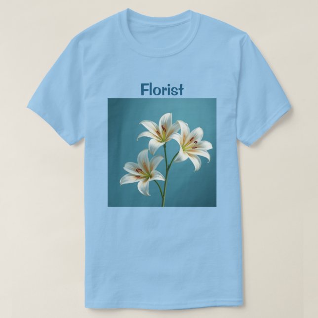 T-shirt fleuriste blanc Lys (Design devant)