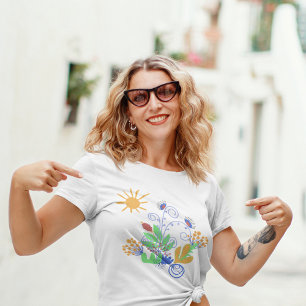 T-shirt Fleurs Abstraites et soleil