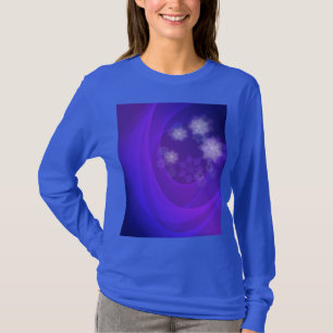 T-shirt Fleurs Abstraites sur Arrière - plan Indigo plié